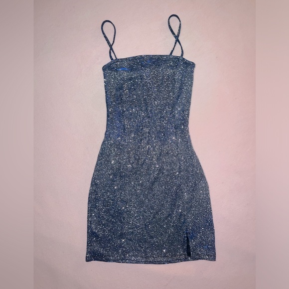 H&M Dresses Hm Blue Glitter Dress Poshmark